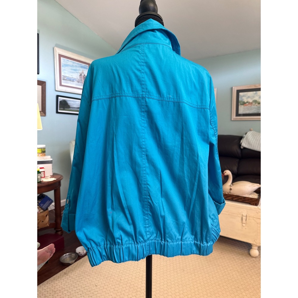 Liz Claiborne Womens Turquoise Blue 100% Cotton Button Front Jacket XL NWT - Picture 5 of 6